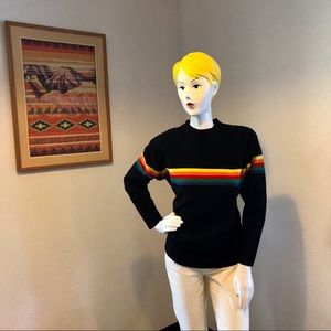 Vintage UnionBay Black Sweater with Rainbow Stripe